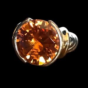 Massive faux citrine heart embellished cocktail ring, Size 6